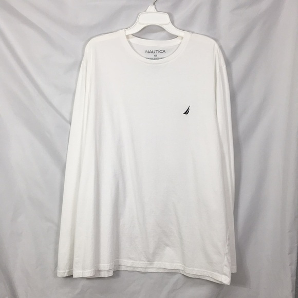 Nautica Mens Long Sleeve White Classic Crewneck Tee Size XXL Like-NEW Condition - Picture 1 of 8